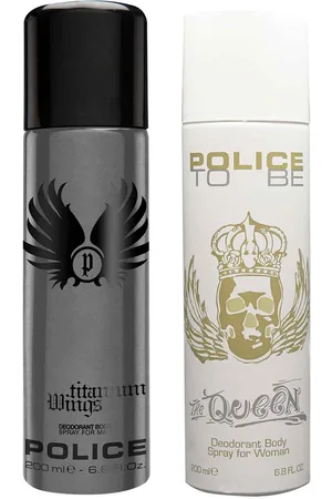 Police Set Of Men Titanium Wings & Women To Be The Queen Deodorant Body Spray- 200 ml Each