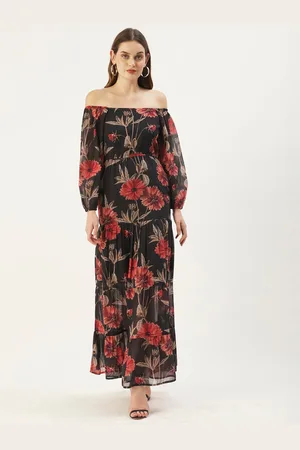 DressBerry Floral Off-Shoulder Georgette Maxi Dress