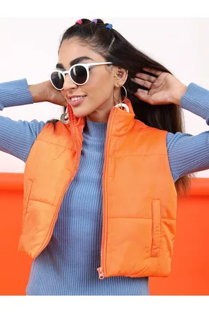 Ketch Women Striped Crop Padded Jacket