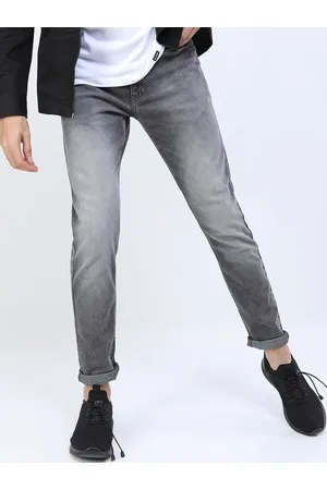Ketch Men Grey Solid Tapered Fit Heavy Fade Stretchable Jeans