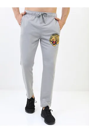Ketch Men Grey & Yellow Graphic Printed Track Pants