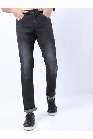 Ketch Men Charcoal Slim Fit Slash Knee Stretchable Jeans