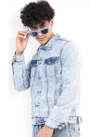 Ketch Men Blue Washed Denim Jacket
