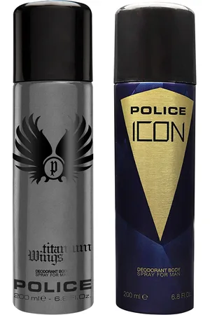 Police Men Set of Titanium Wings & Icon Deodorant Body Spray - 200 ml Each