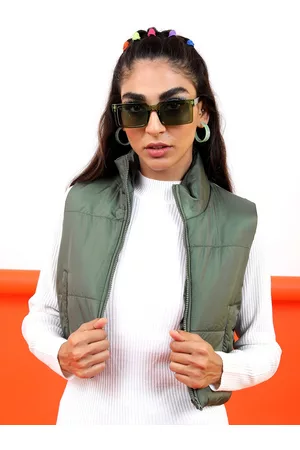 Ketch Women Solid Crop Padded Jacket