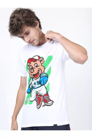 Ketch Men White Printed Slim Fit T-shirt