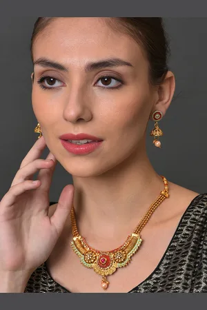 SOHI Gold Plated Stone Studded Jewellery Set