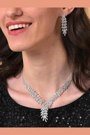SOHI Silver-Plated & White Stone-Studded Jewellery Set