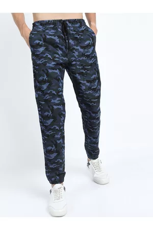 Ketch Men Blue Camouflage Printed Joggers Trousers