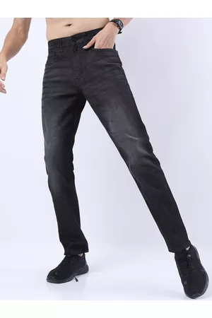 Ketch Men Charcoal Straight Fit Light Fade Stretchable Jeans