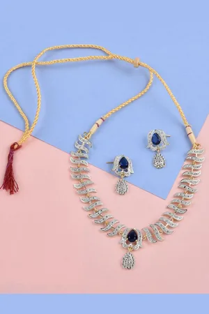 The Pari Rhodium-Plated Dual Toned AD Studded Jewellery Set