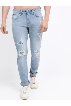 Ketch Men Blue Slim Fit Mildly Distressed Heavy Fade Cotton Stretchable Jeans