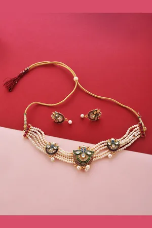 The Pari Gold-Plated Pearls Studded & Beaded Jewellery Set