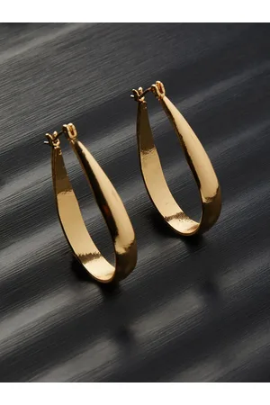 Accessorize London Women Gold -Toned Berry Blush Oval Long Hoop Earrings