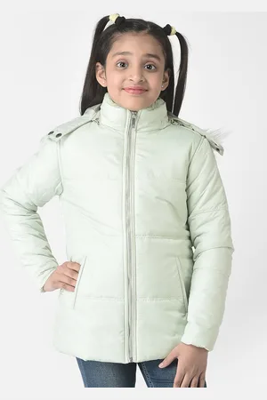 Crimsoune Club Girls Pure Cotton Hooded Longline Padded Jacket