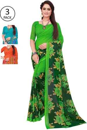 Saadhvi Multicoloured Floral Pure Georgette Saree