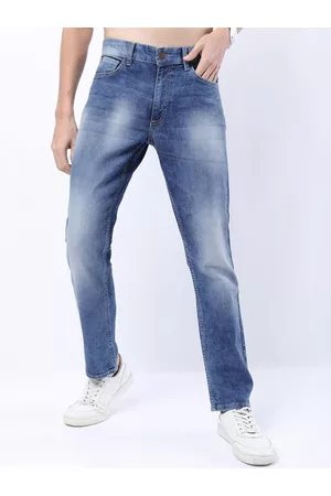 Ketch Men Blue Straight Fit Heavy Fade Stretchable Jeans