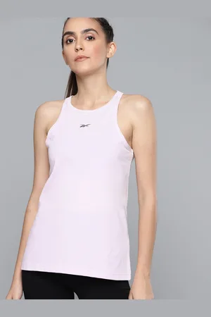 Reebok Women Lavender Brand Logo Printed Training Tank Top