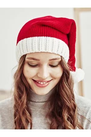 EL REGALO Christmas Red Ribbed Woolen Beanie