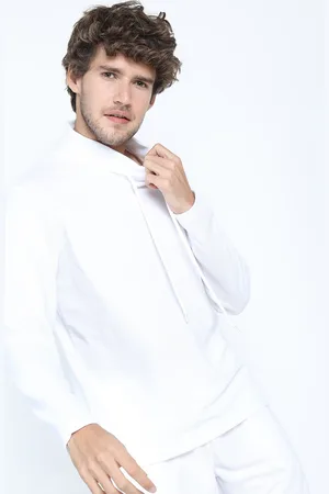 Ketch Men White Structured Extended Sleeves Regular Fit T-shirt