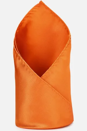 Peter England Men Orange-Colored Solid Pocket Square