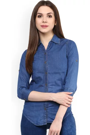 Mayra Women Blue Regular Fit Denim Casual Shirt