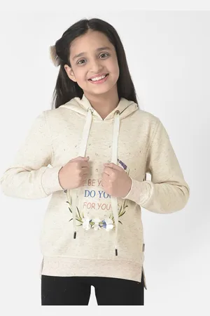 Crimsoune Club Girls Printed Hooded Pullover Sweatshirt