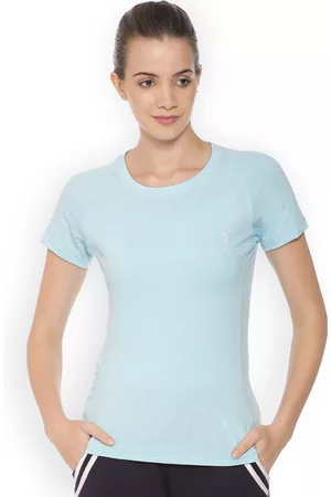 Campus Women Blue Solid Round Neck T-shirt