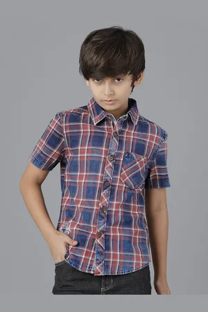 UNDER FOURTEEN ONLY Boys Tartan Checks Checked Casual Shirt