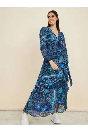 Styli Ethnic Motifs Printed Wrap Style Maxi Dress