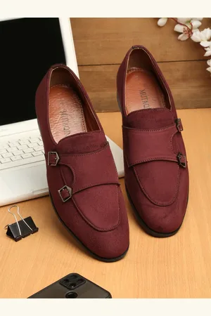 MUTAQINOTI Men Formal Suede Monk Shoes