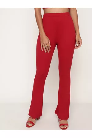 Sugathari Women Relaxed Straight Leg Skinny Fit High-Rise Wrinkle Free Trousers