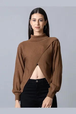 Club York Women Turtle Neck Ribbed Acrylic Pullover