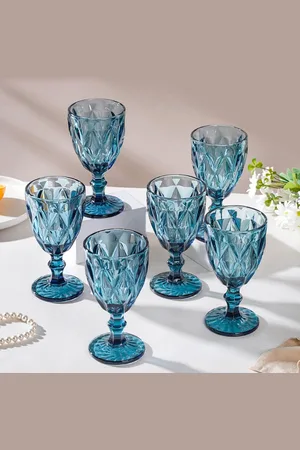 Nestasia Set Of 6 Textured Crystal Red Wine Glasses 300ml