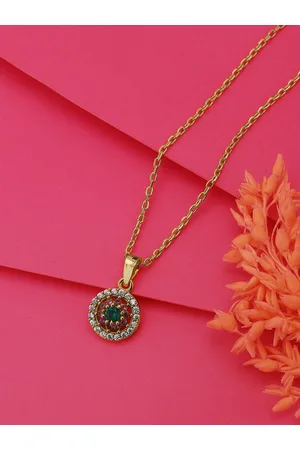 Carlton London Women Gold-Plated Circular Pendant With Chain