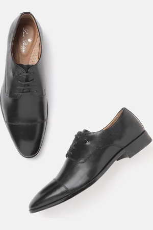 Louis Philippe Men Black Solid Leather Formal Derbys