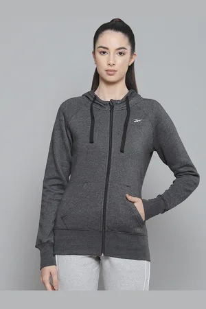 Reebok Women Charcoal Grey FND Hooded Sweatshirt