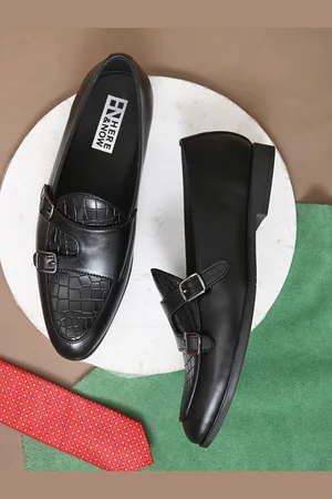 HERE&NOW Men Textured Formal Monk Shoes