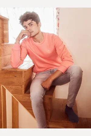 Crimsoune Club Men Peach-Coloured Solid Sweatshirt