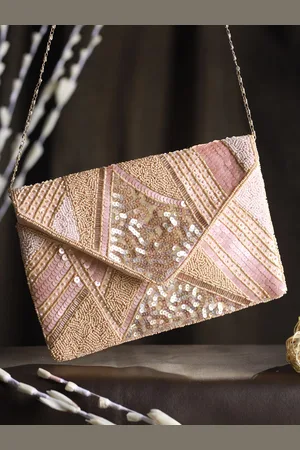 Priyaasi Pink Embellished Structured Sling Bag