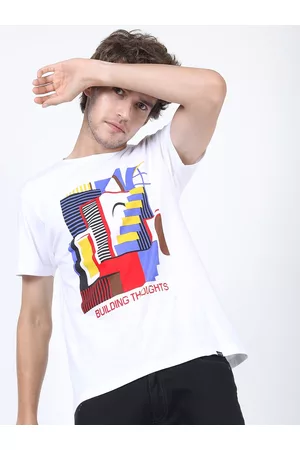 Ketch Men White Typography Printed Slim Fit T-shirt