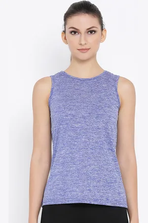 Clovia Women Blue Self Design Tank Top