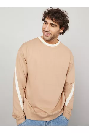 Styli Colourblocked Sleeves and Neck Regular Cotton Sweatshirt