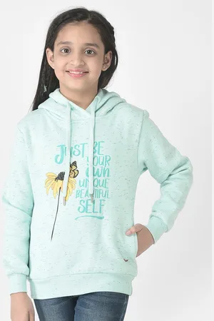 Crimsoune Club Girls Printed Hooded Sweatshirt
