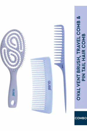 GUBB Set of Oval Vent Brush + Travel Comb + Pin Tail Hair Comb