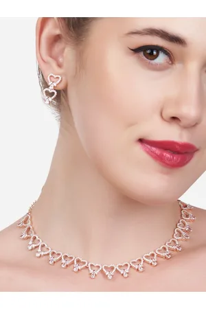 Zaveri Pearls Rose Gold-Plated CZ-Studded Jewellery Set
