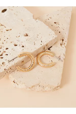 Accessorize Classic Textured Tube Half Hoop Earrings