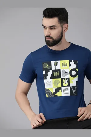 V Dot Men Graphic Printed Pure Cotton Slim Fit T-shirt