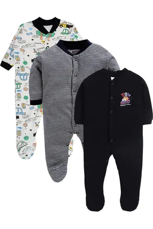 EIO Infants Pack Of 3 Printed Pure Cotton Rompers