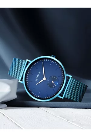Titan Women Blue Brass Dial & Blue Bracelet Style Straps Analogue Watch [95142QM01-Blue]